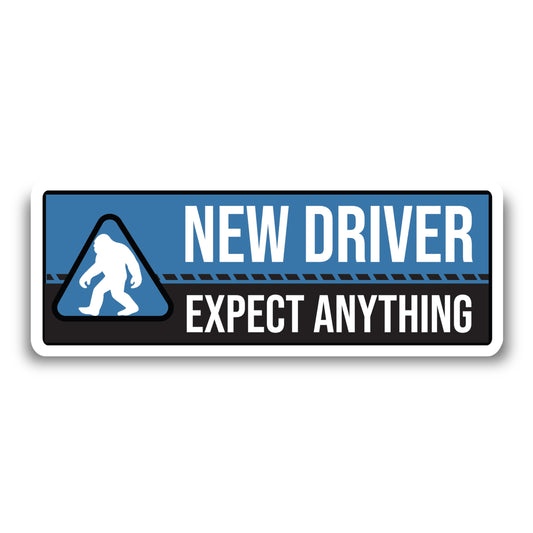Magnet Me Up New Driver "Expect Anything" Magnet Decal - 3x8 Inch Funny Caution Sign, Learner Driver Magnet for Car, UV Printed Full Color, Durable Waterproof Vinyl, Made in USA