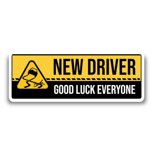 Magnet Me Up New Driver "Good Luck Everyone" Magnet Decal - 3x8 Inch Funny Caution Sign for Car, UV Printed Full Color Magnet, Durable Waterproof Vinyl, New Driver Gift, Made in USA