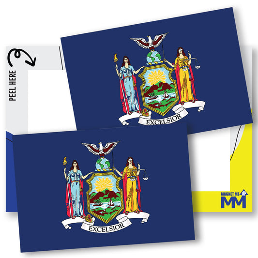 Magnet Me Up New York Flag Sticker Decal 3x5", 2 Pack, Waterproof Vinyl State Pride Collectible, All-Surface State Flag Decals for Car, Laptop, Bumper, Cooler, Window, New York Gifts, Made in USA