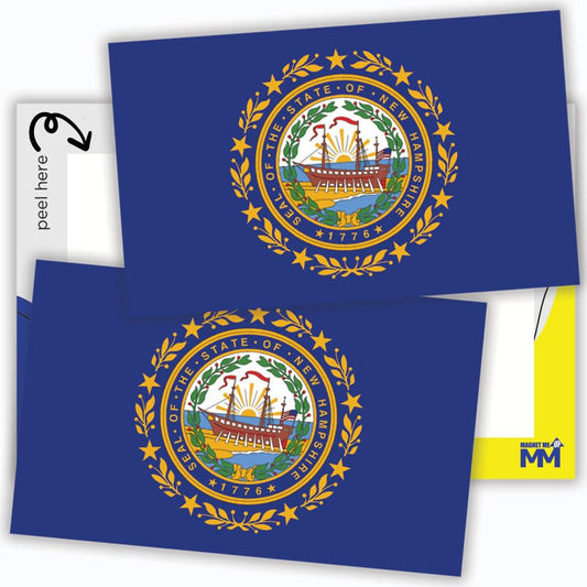 Magnet Me Up New Hampshire Flag Sticker Decal 3x5", 2 Pack, Waterproof Vinyl State Pride Collectible, All-Surface State Flag Decals for Car, Laptop, Bumper, Cooler, Window, Gift, Made in USA