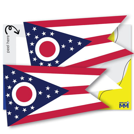 Magnet Me Up Ohio Flag Sticker Decal 3x5"- 2 Pack, Waterproof Vinyl State Pride Collectible, All-Surface State Flag Decals for Car, Laptop, Bumper, Cooler, Window, Ohio Gifts, Made in USA