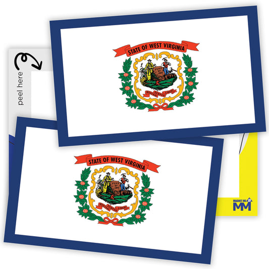 Magnet Me Up West Virginia Flag Sticker Decal 3x5-2 Pack, Waterproof Vinyl State Pride Collectible, All-Surface State Flag Decals for Car, Laptop, Bumper - West Virginia Gifts, Made in USA