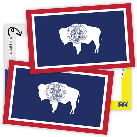Magnet Me Up Wyoming Flag Sticker Decal 3x5" 2 Pack, Waterproof Vinyl State Pride Collectible, All-Surface State Flag Decals for Car, Laptop, Bumper, Cooler, Window - Wyoming Gifts, Made in USA