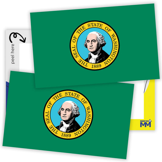 Magnet Me Up Washington Flag Sticker Decal 3x5-2 Pack, Waterproof Vinyl State Pride Collectible, All-Surface State Flag Decals for Car, Laptop, Bumper, Cooler - Washington Gifts, Made in USA