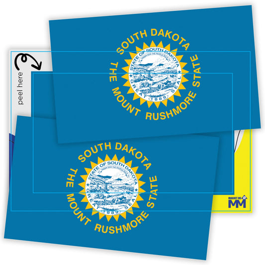 Magnet Me Up South Dakota Flag Sticker Decal 3x5 ? 2 Pack, Waterproof Vinyl State Pride Collectible, All-Surface State Flag Decals for Car, Laptop, Bumper, Cooler ? South Dakota Gifts, Made in USA