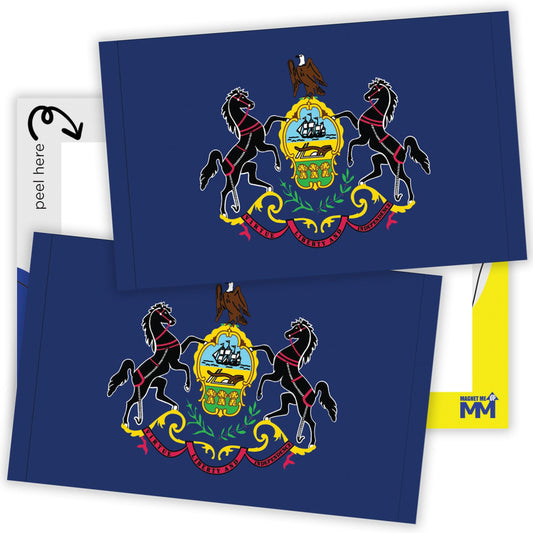 Magnet Me Up Pennsylvania Flag Sticker Decal 3x5 -2 Pack, Waterproof Vinyl State Pride Collectible, All-Surface State Flag Decals for Car, Laptop, Bumper, Cooler, Pennsylvania Gifts, Made in USA