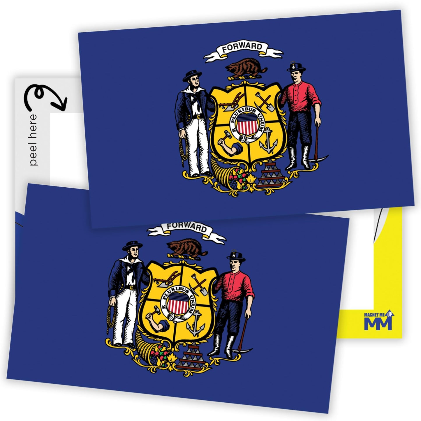 Magnet Me Up Wisconsin Flag Sticker Decal 3x5 ? 2 Pack, Waterproof Vinyl State Pride Collectible, All-Surface State Flag Decals for Car, Laptop, Bumper, Cooler ? Wisconsin Gifts, Made in USA