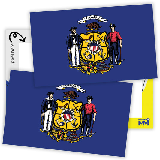 Magnet Me Up Wisconsin Flag Sticker Decal 3x5 ? 2 Pack, Waterproof Vinyl State Pride Collectible, All-Surface State Flag Decals for Car, Laptop, Bumper, Cooler ? Wisconsin Gifts, Made in USA
