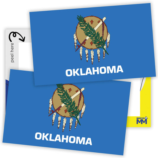 Magnet Me Up Oklahoma Flag Sticker Decal 3x5 ? 2 Pack, Waterproof Vinyl State Pride Collectible, All-Surface State Flag Decals for Car, Laptop, Bumper, Cooler, Window ? Oklahoma Gifts, Made in USA