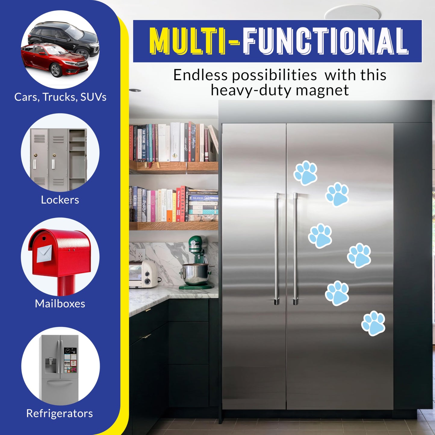 Magnet Me Up Light Blue Paw Print Car Magnet - 5"x5" Heavy-Duty Weatherproof Vinyl, Magnetic Decal, Pet Lover Gift, Animal Rescue Support, Car, Fridge, Locker Decoration, Made in USA