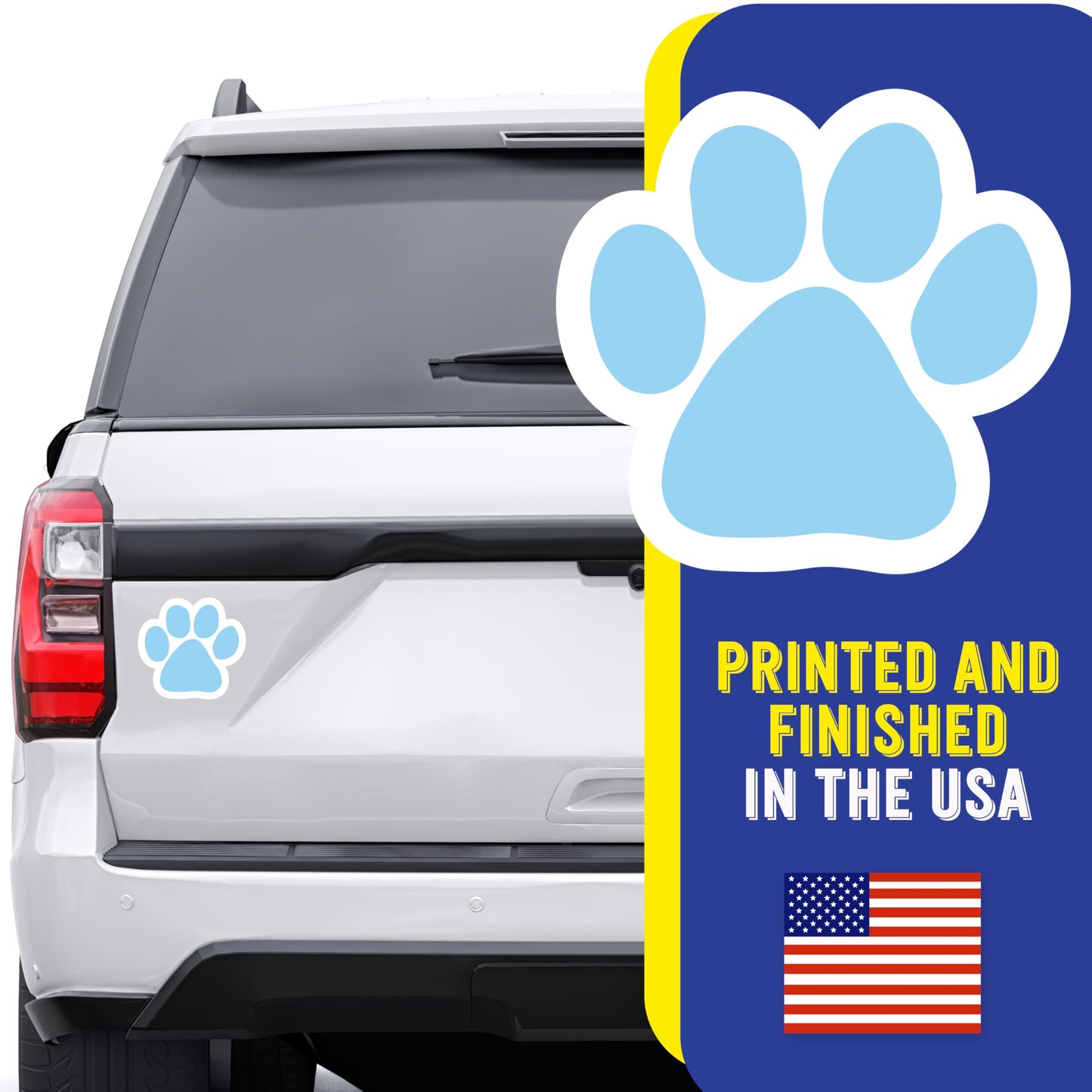 Magnet Me Up Light Blue Paw Print Car Magnet - 5"x5" Heavy-Duty Weatherproof Vinyl, Magnetic Decal, Pet Lover Gift, Animal Rescue Support, Car, Fridge, Locker Decoration, Made in USA