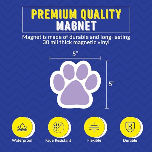 Magnet Me Up Light Purple Paw Print Car Magnet - 5"x5" Heavy-Duty Weatherproof Vinyl, Magnetic Decal, Pet Lover Gift, Animal Rescue Support, Car, Fridge, Locker Decoration, Made in USA
