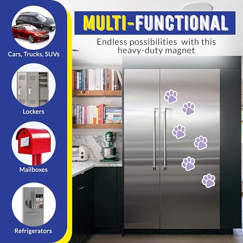 Magnet Me Up Light Purple Paw Print Car Magnet - 5"x5" Heavy-Duty Weatherproof Vinyl, Magnetic Decal, Pet Lover Gift, Animal Rescue Support, Car, Fridge, Locker Decoration, Made in USA