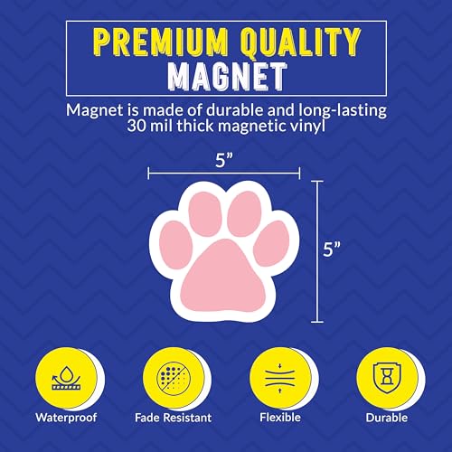 Magnet Me Up Light Pink Paw Print Car Magnet - 5"x5" Heavy-Duty Weatherproof Vinyl, Magnetic Decal, Pet Lover Gift, Animal Rescue Support, Car, Fridge, Locker Decoration, Made in USA