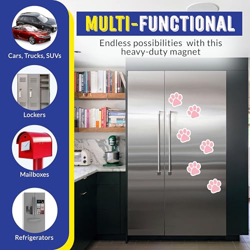 Magnet Me Up Light Pink Paw Print Car Magnet - 5"x5" Heavy-Duty Weatherproof Vinyl, Magnetic Decal, Pet Lover Gift, Animal Rescue Support, Car, Fridge, Locker Decoration, Made in USA