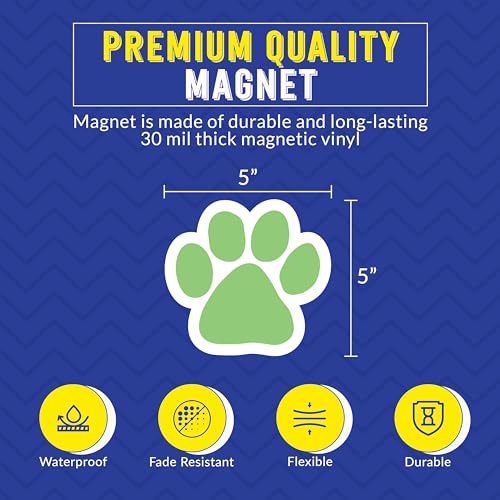 Magnet Me Up Light Green Paw Print Car Magnet - 5"x5" Heavy-Duty Weatherproof Vinyl, Magnetic Decal, Pet Lover Gift, Animal Rescue Support, Car, Fridge, Locker Decoration, Made in USA