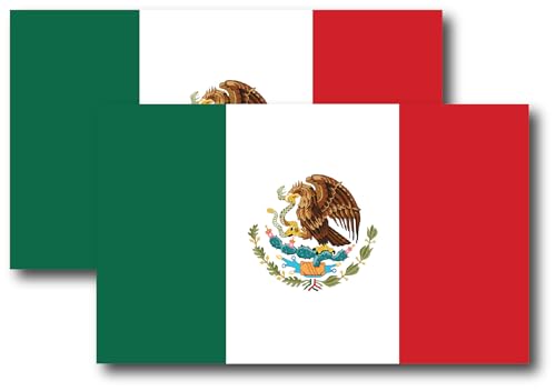 Magnet Me Up Mexico Mexican Flag Car Magnet - 3x5 Inches - 2 Pack, UV Printed Vinyl - Weatherproof, Durable Magnetic Decal - Patriotic Mexico Car Accessory - Fridge, Locker, Made in USA