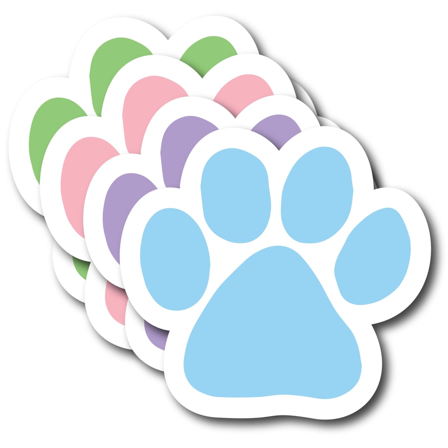 Magnet Me Up Paw Car Magnets - 5" 4-Pack Pastel Colors (Blue, Purple, Pink, Green) - Heavy-Duty Weatherproof Vinyl Magnetic Decals for Cars, Fridge, Locker, Gift for Dog & Animal Lovers, Made in USA