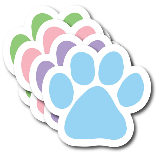 Magnet Me Up Paw Car Magnets - 5" 4-Pack Pastel Colors (Blue, Purple, Pink, Green) - Heavy-Duty Weatherproof Vinyl Magnetic Decals for Cars, Fridge, Locker, Gift for Dog & Animal Lovers, Made in USA