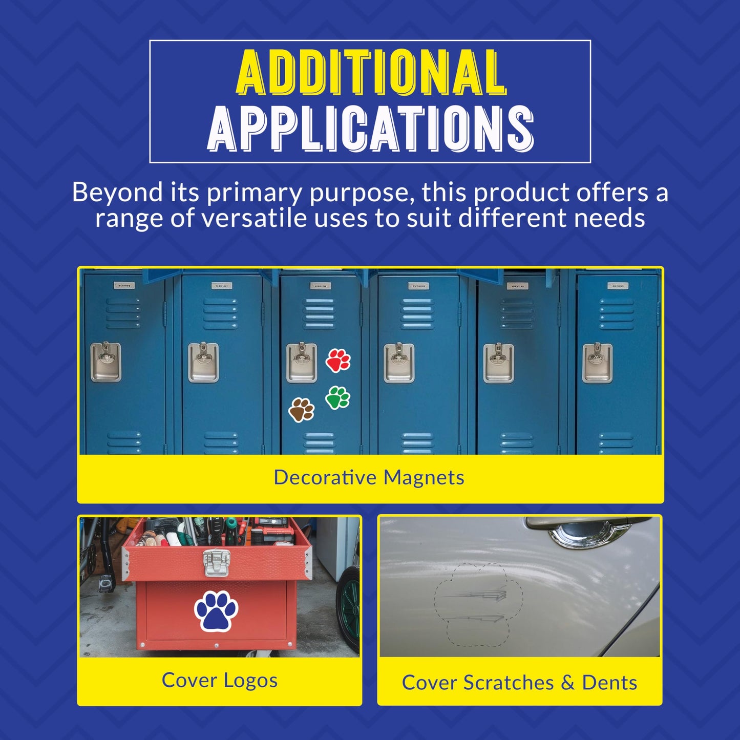 Magnet Me Up Paw Car Magnets - 5" 4 Pack Bold Colors in Solid Design (Red, Green, Brown, Blue) - Weatherproof Vinyl Magnetic Decals for Cars, Fridge, Locker, Gift for Dog & Animal Lovers, Made in USA