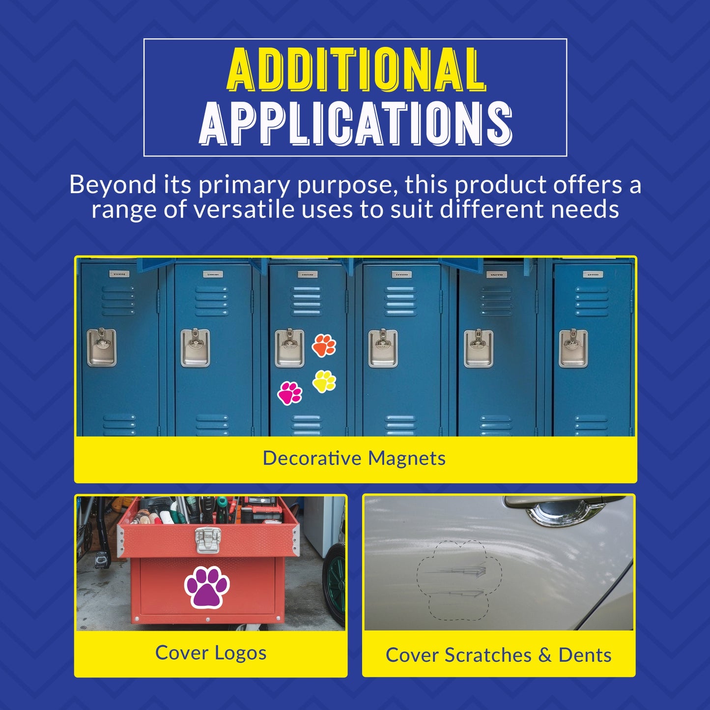 Magnet Me Up Paw Car Magnets- 5" 4 Pack Bright & Bold Paw Prints (Orange, Pink, Purple, Yellow) - Weatherproof Vinyl Magnetic Decals for Cars, Fridge, Locker, Gift for Dog & Animal Lovers, Made in USA