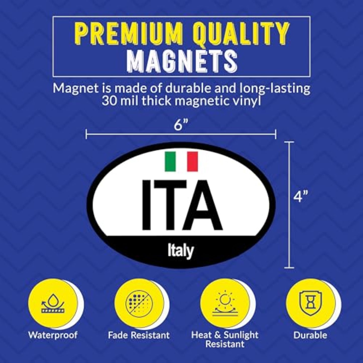 Magnet Me Up Italy ITA Country Code Magnetic Decal, Italian Flag Car Magnet, 4x6 Oval, Travel Souvenir Bumper Magnet for Vehicles, Fridge or Locker - Durable UV Printed Vinyl, Made in USA