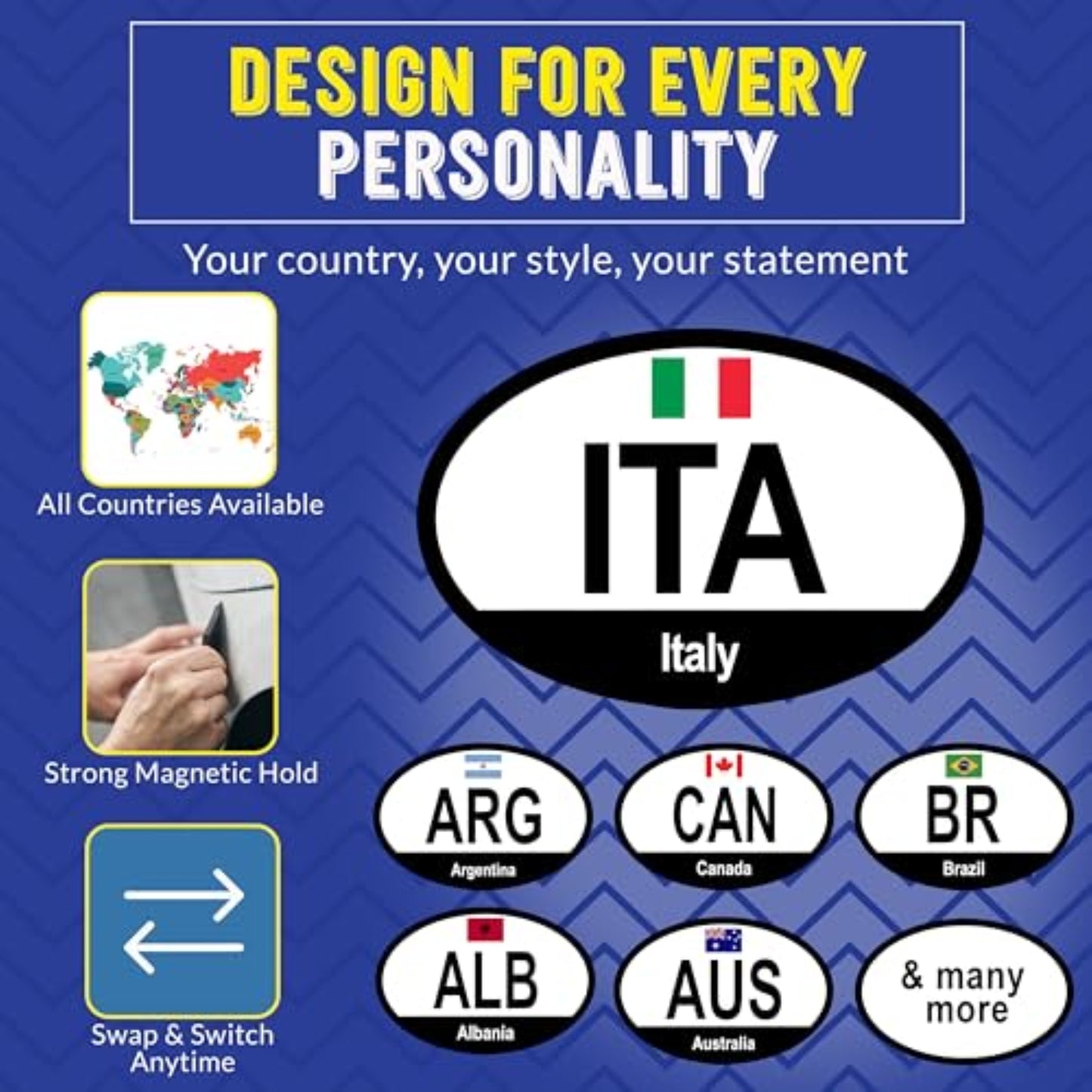 Magnet Me Up Italy ITA Country Code Magnetic Decal, Italian Flag Car Magnet, 4x6 Oval, Travel Souvenir Bumper Magnet for Vehicles, Fridge or Locker - Durable UV Printed Vinyl, Made in USA