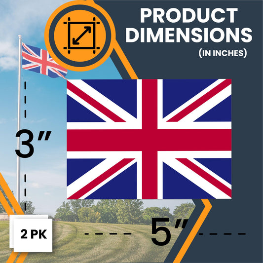 Magnet Me Up England Flag Car Magnet - 3x5 Inches - 2 Pack, UV Printed Vinyl - Strong Magnetic Decal, for SUV, Truck, Fridge, Locker, Toolbox, or Office - Durable, Full-Color, Made in USA