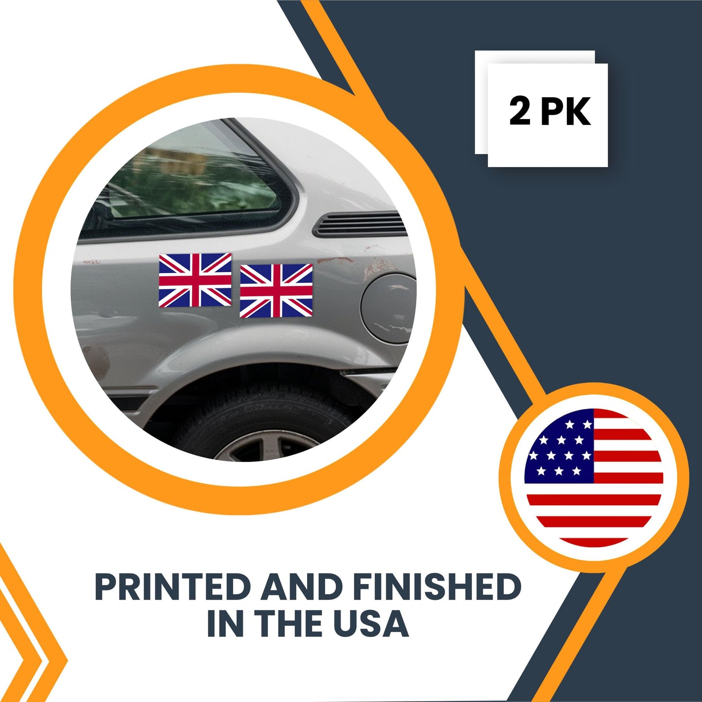 Magnet Me Up England Flag Car Magnet - 3x5 Inches - 2 Pack, UV Printed Vinyl - Strong Magnetic Decal, for SUV, Truck, Fridge, Locker, Toolbox, or Office - Durable, Full-Color, Made in USA