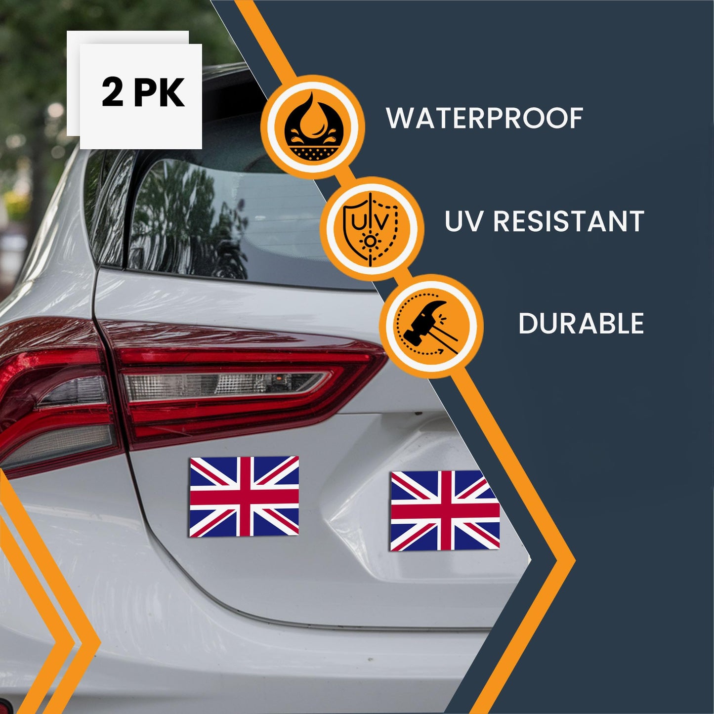 Magnet Me Up England Flag Car Magnet - 3x5 Inches - 2 Pack, UV Printed Vinyl - Strong Magnetic Decal, for SUV, Truck, Fridge, Locker, Toolbox, or Office - Durable, Full-Color, Made in USA