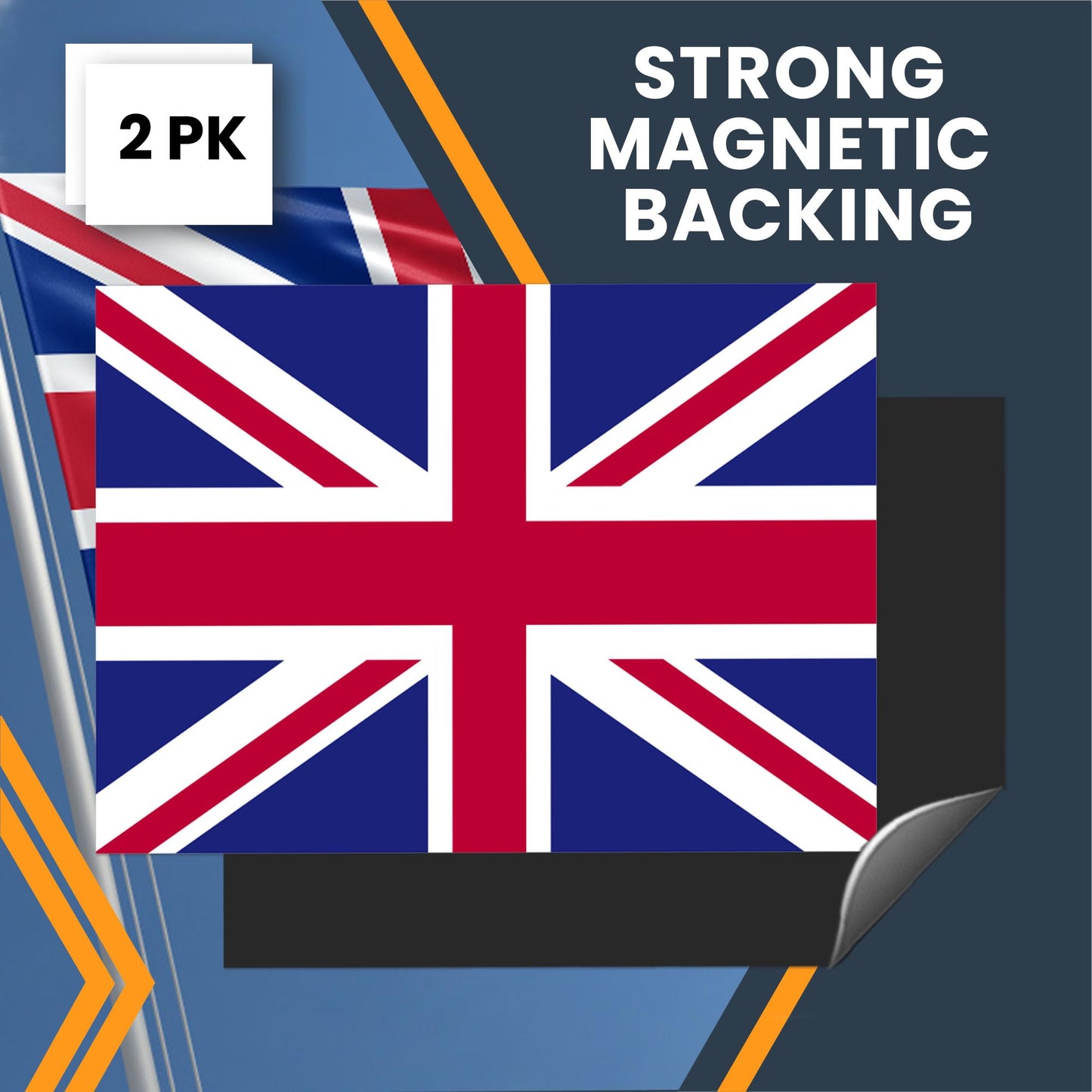 Magnet Me Up England Flag Car Magnet - 3x5 Inches - 2 Pack, UV Printed Vinyl - Strong Magnetic Decal, for SUV, Truck, Fridge, Locker, Toolbox, or Office - Durable, Full-Color, Made in USA