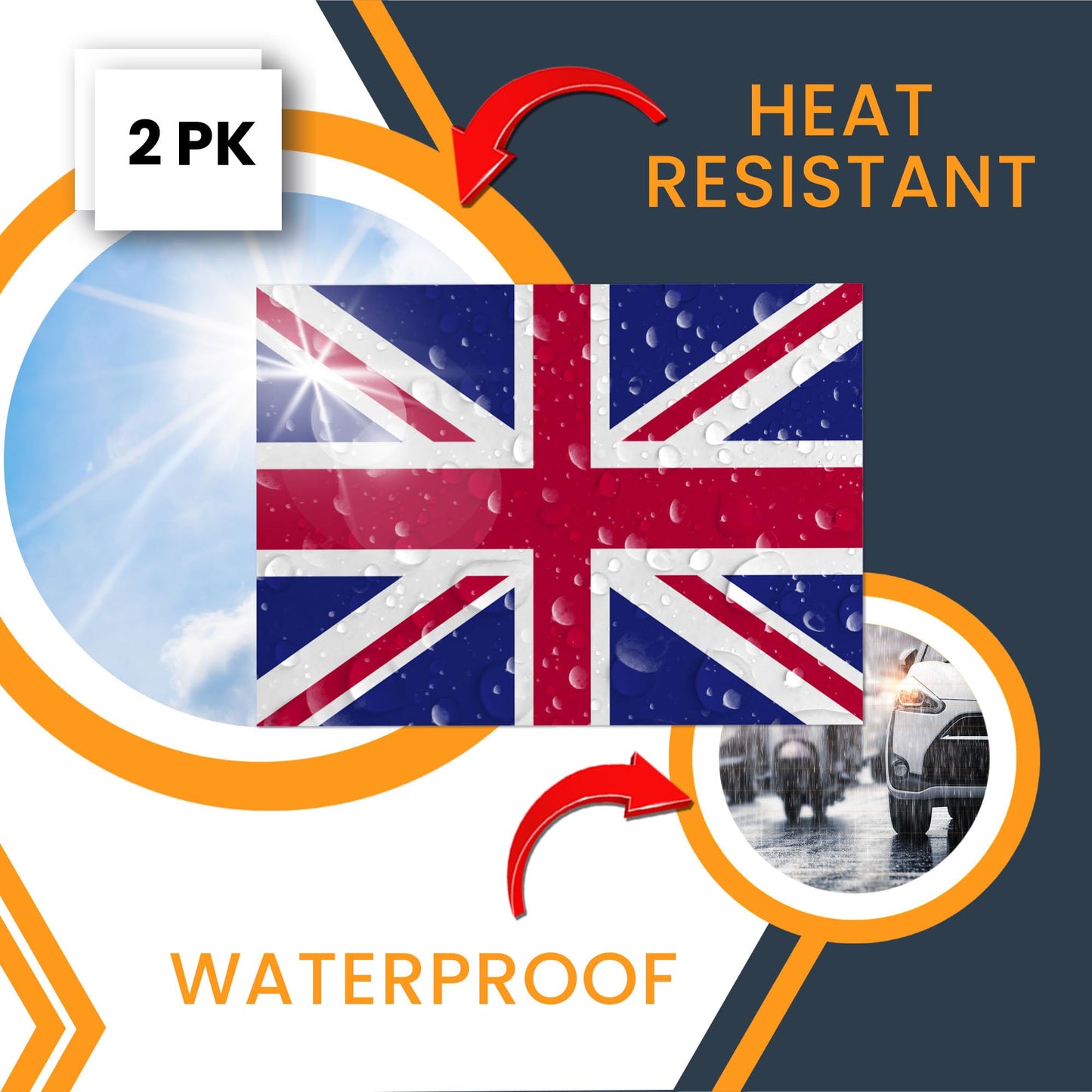 Magnet Me Up England Flag Car Magnet - 3x5 Inches - 2 Pack, UV Printed Vinyl - Strong Magnetic Decal, for SUV, Truck, Fridge, Locker, Toolbox, or Office - Durable, Full-Color, Made in USA