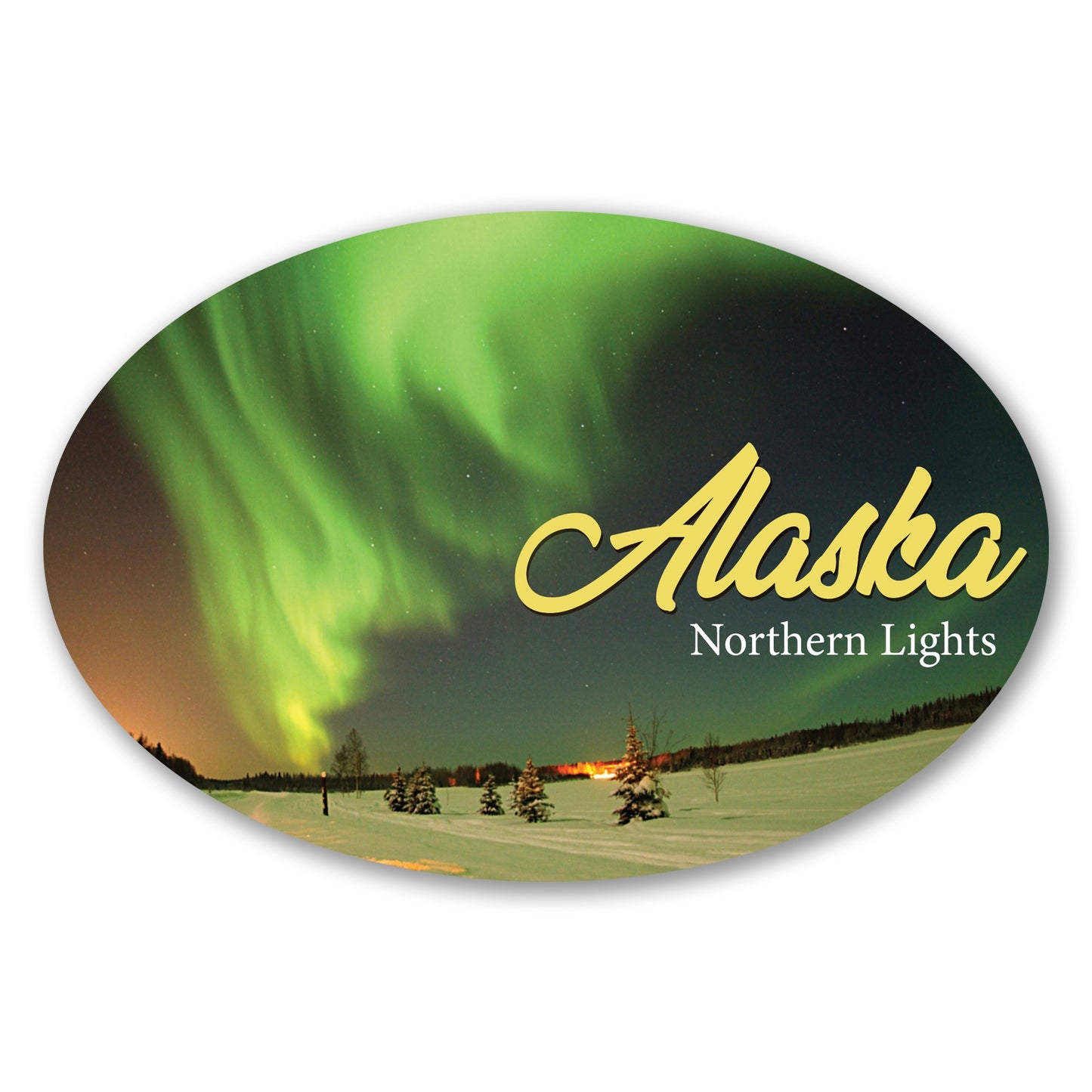 Magnet Me Up Alaska Northern Lights Magnetic Decal- 4x6 Oval Green Aurora Car Magnet, Travel Souvenir Bumper Magnet for Vehicles, Fridge or Locker - Durable UV Printed Vinyl, Made in USA