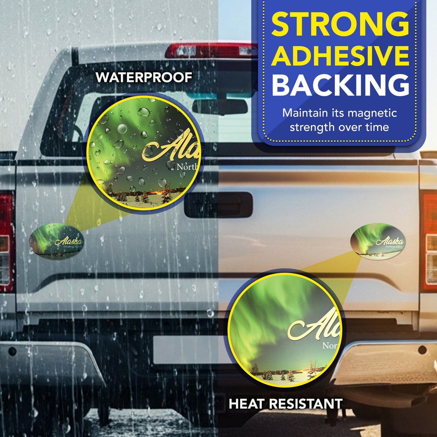 Magnet Me Up Alaska Northern Lights Magnetic Decal- 4x6 Oval Green Aurora Car Magnet, Travel Souvenir Bumper Magnet for Vehicles, Fridge or Locker - Durable UV Printed Vinyl, Made in USA