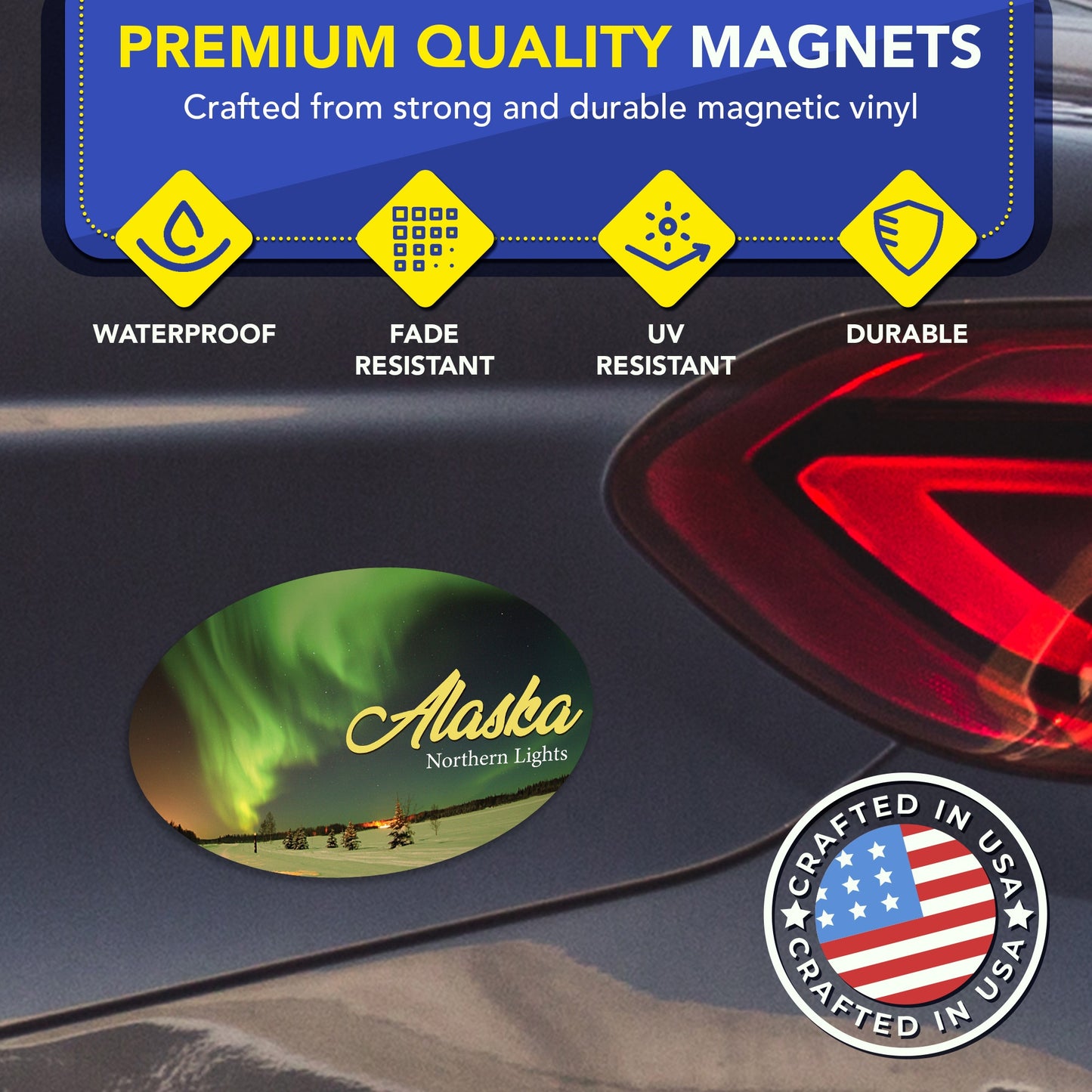 Magnet Me Up Alaska Northern Lights Magnetic Decal- 4x6 Oval Green Aurora Car Magnet, Travel Souvenir Bumper Magnet for Vehicles, Fridge or Locker - Durable UV Printed Vinyl, Made in USA