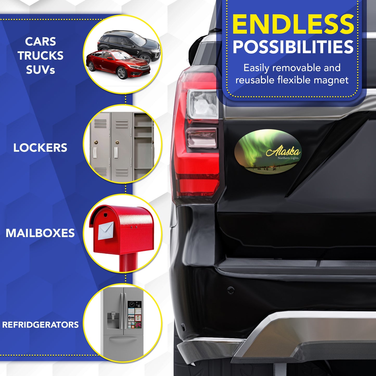 Magnet Me Up Alaska Northern Lights Magnetic Decal- 4x6 Oval Green Aurora Car Magnet, Travel Souvenir Bumper Magnet for Vehicles, Fridge or Locker - Durable UV Printed Vinyl, Made in USA