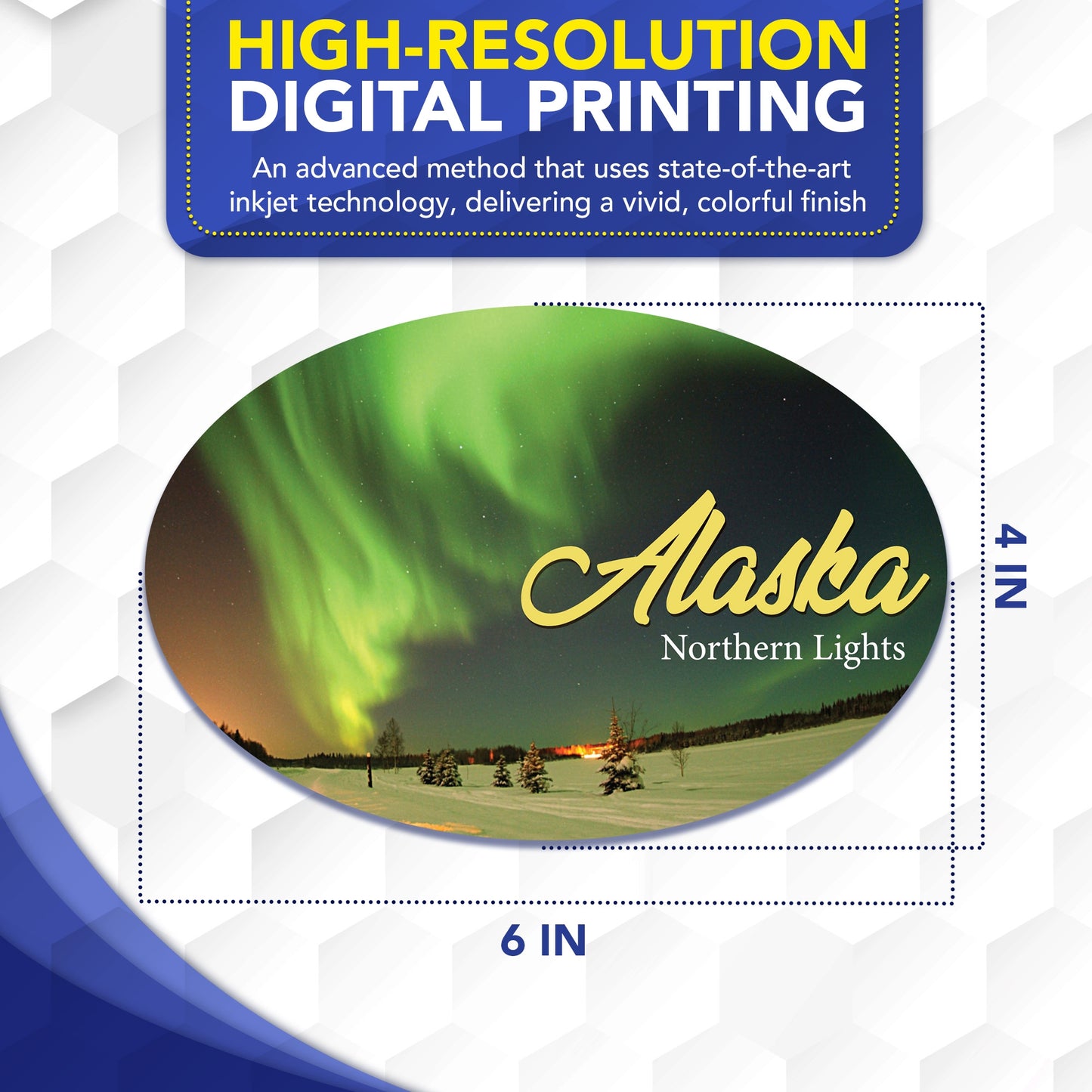 Magnet Me Up Alaska Northern Lights Magnetic Decal- 4x6 Oval Green Aurora Car Magnet, Travel Souvenir Bumper Magnet for Vehicles, Fridge or Locker - Durable UV Printed Vinyl, Made in USA