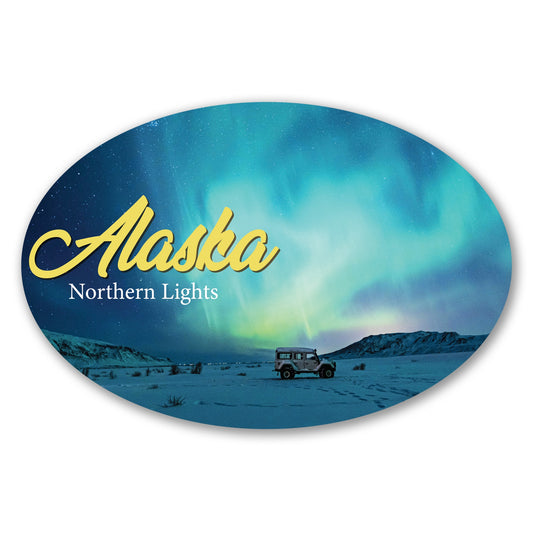 Magnet Me Up Alaska Northern Lights Magnetic Decal- 4x6 Oval Blue Aurora Car Magnet, Travel Souvenir Bumper Magnet for Vehicles, Fridge or Locker - Durable UV Printed Vinyl, Made in USA