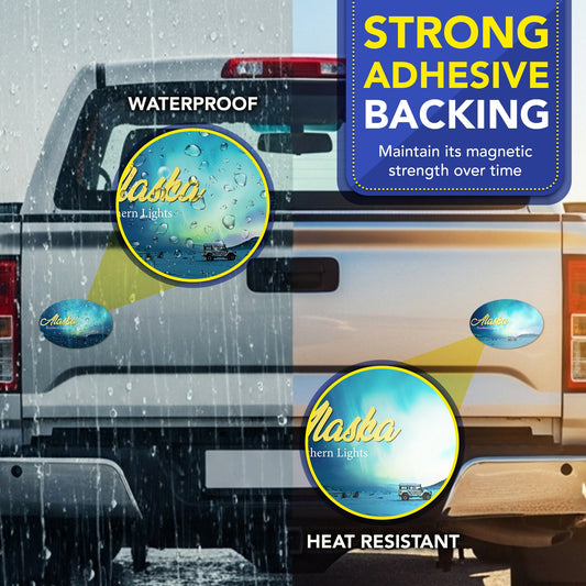 Magnet Me Up Alaska Northern Lights Magnetic Decal- 4x6 Oval Blue Aurora Car Magnet, Travel Souvenir Bumper Magnet for Vehicles, Fridge or Locker - Durable UV Printed Vinyl, Made in USA