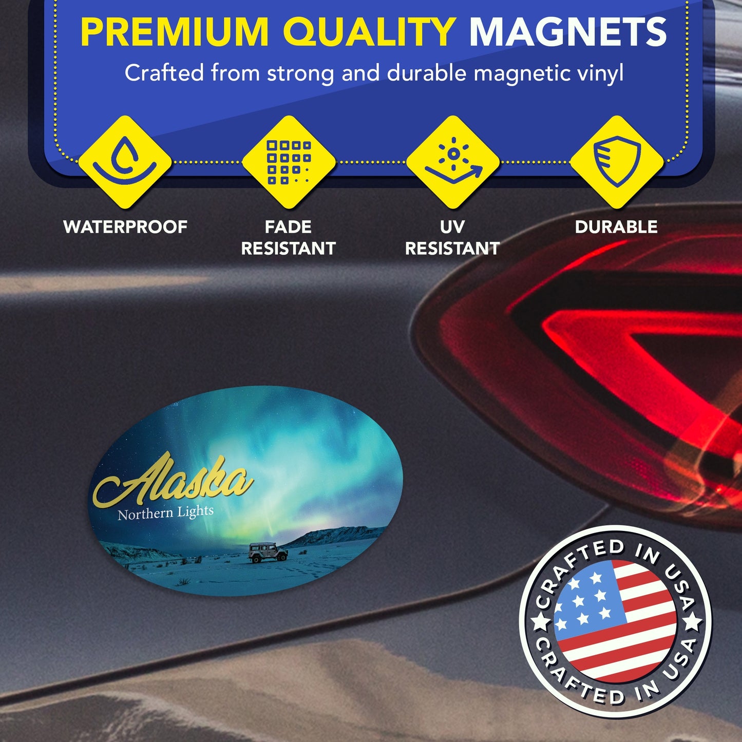 Magnet Me Up Alaska Northern Lights Magnetic Decal- 4x6 Oval Blue Aurora Car Magnet, Travel Souvenir Bumper Magnet for Vehicles, Fridge or Locker - Durable UV Printed Vinyl, Made in USA