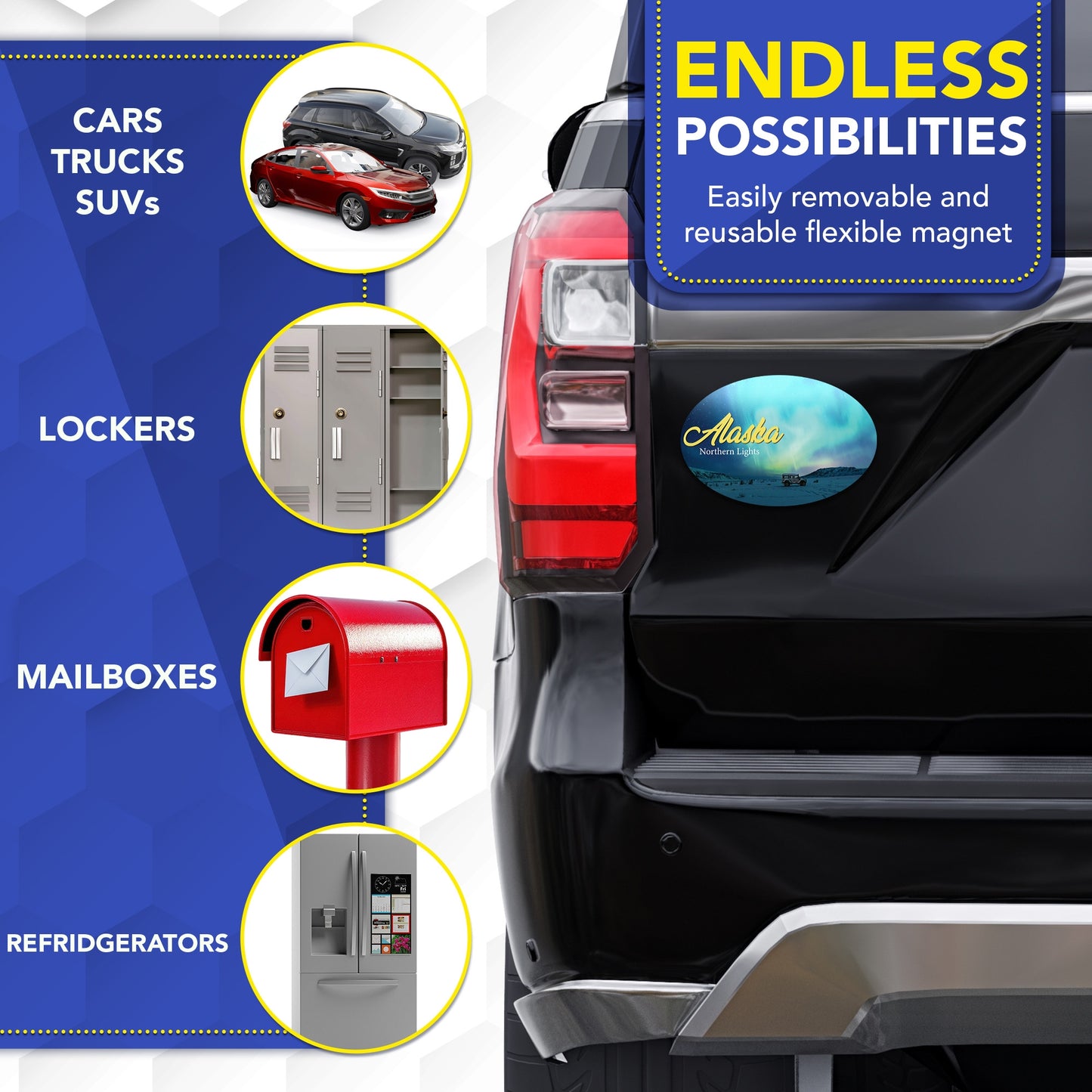 Magnet Me Up Alaska Northern Lights Magnetic Decal- 4x6 Oval Blue Aurora Car Magnet, Travel Souvenir Bumper Magnet for Vehicles, Fridge or Locker - Durable UV Printed Vinyl, Made in USA