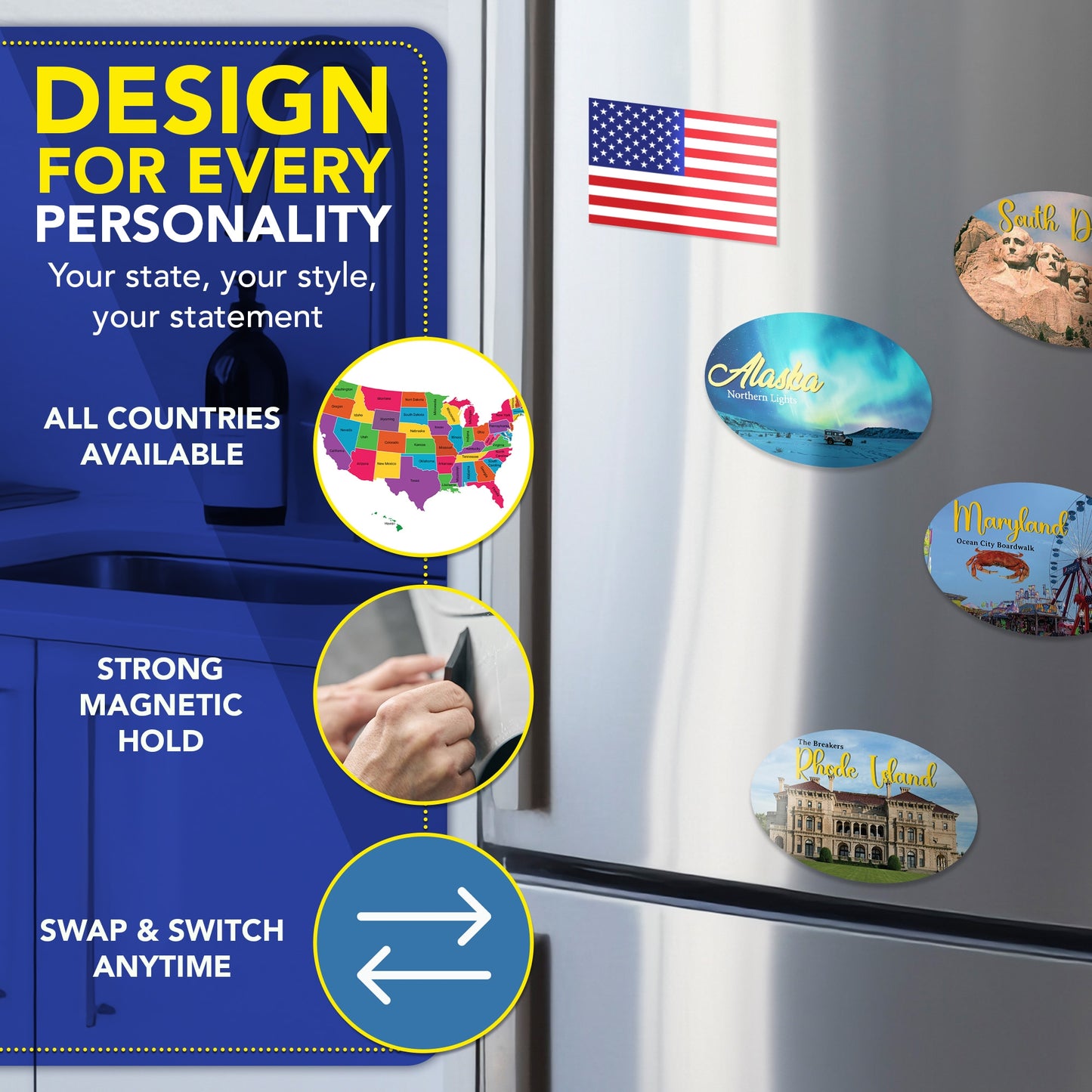 Magnet Me Up Alaska Northern Lights Magnetic Decal- 4x6 Oval Blue Aurora Car Magnet, Travel Souvenir Bumper Magnet for Vehicles, Fridge or Locker - Durable UV Printed Vinyl, Made in USA