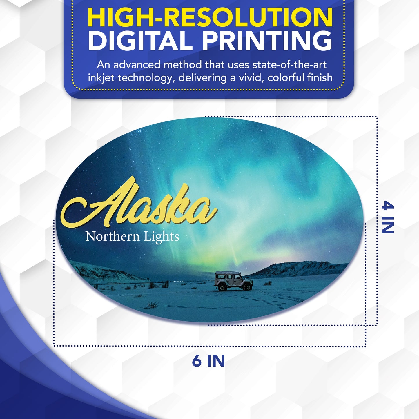 Magnet Me Up Alaska Northern Lights Magnetic Decal- 4x6 Oval Blue Aurora Car Magnet, Travel Souvenir Bumper Magnet for Vehicles, Fridge or Locker - Durable UV Printed Vinyl, Made in USA