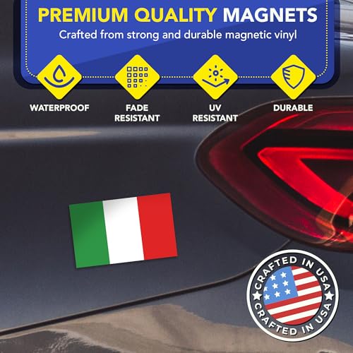 Magnet Me Up Italian Flag Car Magnet, 3x5 Inches, Italy Magnetic Decal for Vehicle, Refrigerator, Locker, Durable Full-Color Vinyl, UV Fade Resistant, Heavy Duty Weatherproof