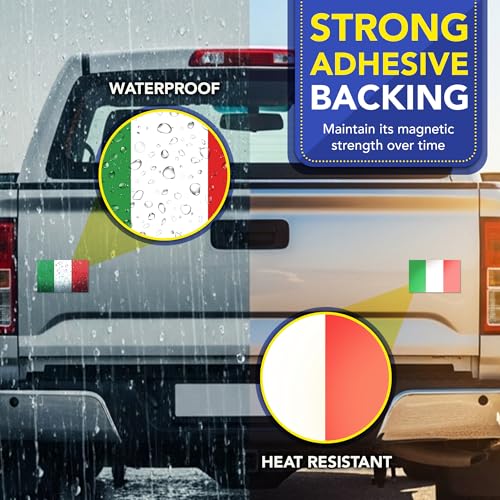 Magnet Me Up Italian Flag Car Magnet, 3x5 Inches, Italy Magnetic Decal for Vehicle, Refrigerator, Locker, Durable Full-Color Vinyl, UV Fade Resistant, Heavy Duty Weatherproof