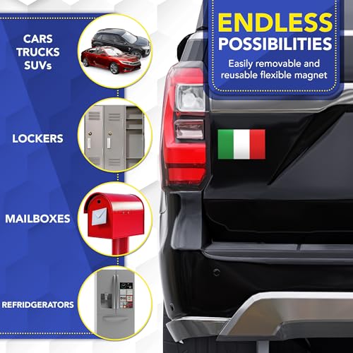 Magnet Me Up Italian Flag Car Magnet, 3x5 Inches, Italy Magnetic Decal for Vehicle, Refrigerator, Locker, Durable Full-Color Vinyl, UV Fade Resistant, Heavy Duty Weatherproof