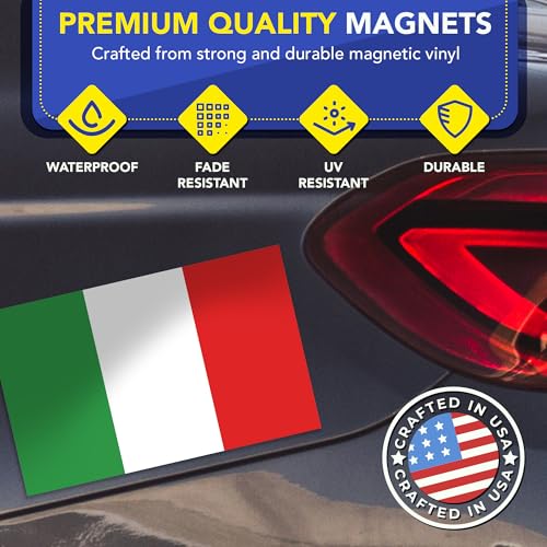 Magnet Me Up Italian Flag Car Magnet, 5x8 Inches, Italy Magnetic Decal for Vehicle, Refrigerator, Locker, Durable Full-Color Vinyl, UV Fade Resistant, Heavy Duty Weatherproof