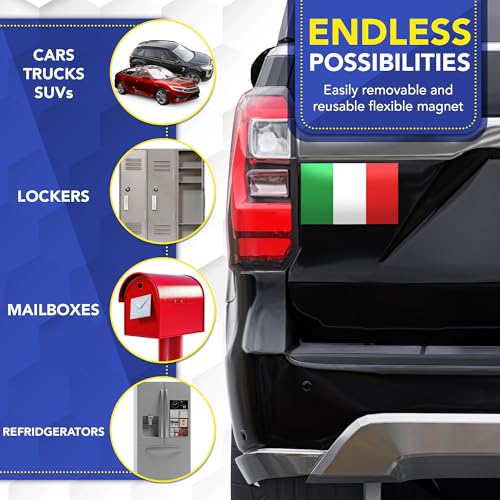 Magnet Me Up Italian Flag Car Magnet, 5x8 Inches, Italy Magnetic Decal for Vehicle, Refrigerator, Locker, Durable Full-Color Vinyl, UV Fade Resistant, Heavy Duty Weatherproof
