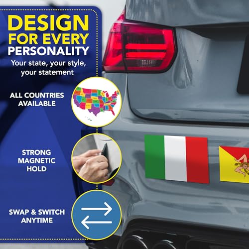 Magnet Me Up Italian Flag Car Magnet, 5x8 Inches, Italy Magnetic Decal for Vehicle, Refrigerator, Locker, Durable Full-Color Vinyl, UV Fade Resistant, Heavy Duty Weatherproof