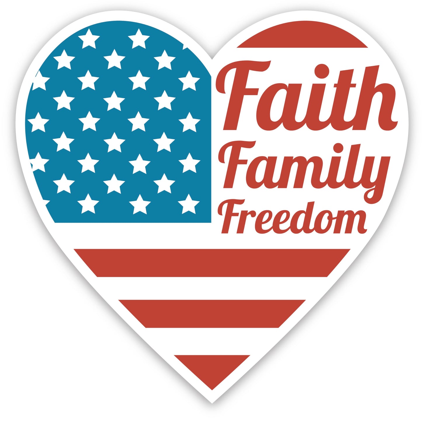 Magnet Me Up Faith Family Freedom Magnet Decal - 5" Heart-Shaped American Flag Design, Durable Weatherproof Magnetic Vinyl for Car, Truck, Fridge, Patriotic USA-Inspired Gift, Crafted in The USA